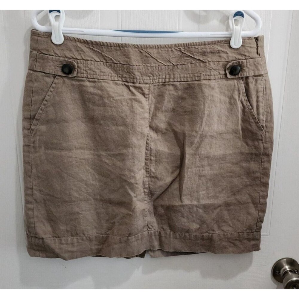 Banana Republic Women's Short Straight Skirt Beige 100% Linen Preppy Coastal 12